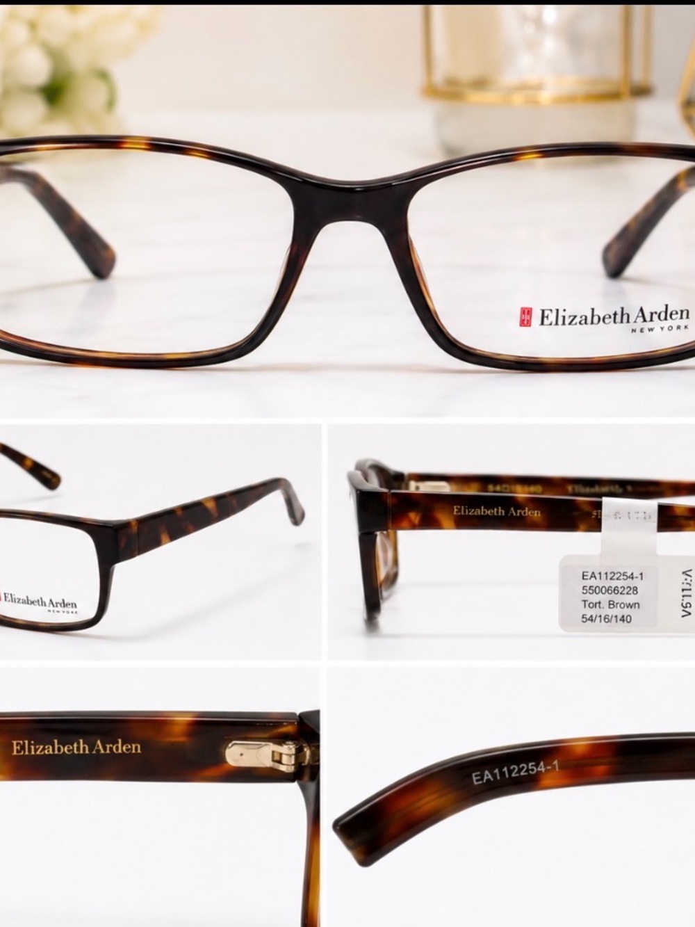 Elizabeth Arden Tortoise Brown Full-Rim Eyeglass Frames